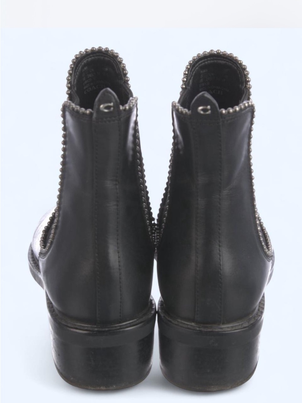 Coach Black Leather Studded Chelsea Ankle Boots - Picture 3 of 6